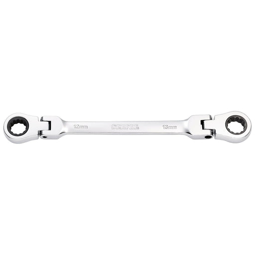 Draper HI-TORQ Metric Flexible Head Double Ring Ratchet Spanner, 12 x 13mm Draper - Town Tools