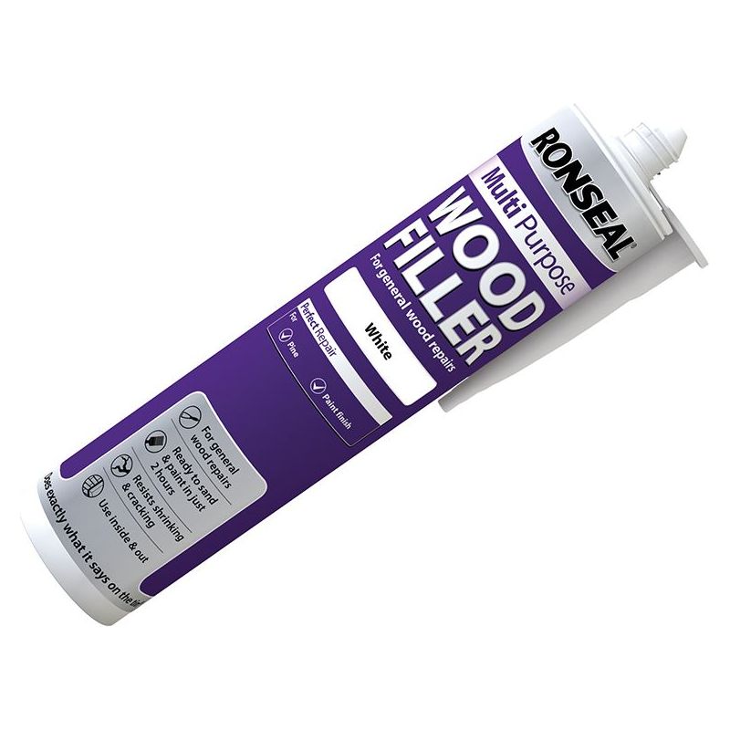 Ronseal Multipurpose Wood Filler Cartridge White 310ml Ronseal - RockBottom Nothampton