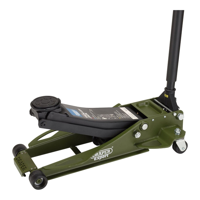 Draper Expert Professional Low Profile Fast Lift Garage Trolley Jack, 3 Tonne, Green Draper - Town Tools