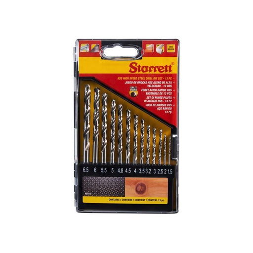 Starrett HSS Split Point Drill Bit Set, 13 Piece Starrett - RockBottom Nothampton