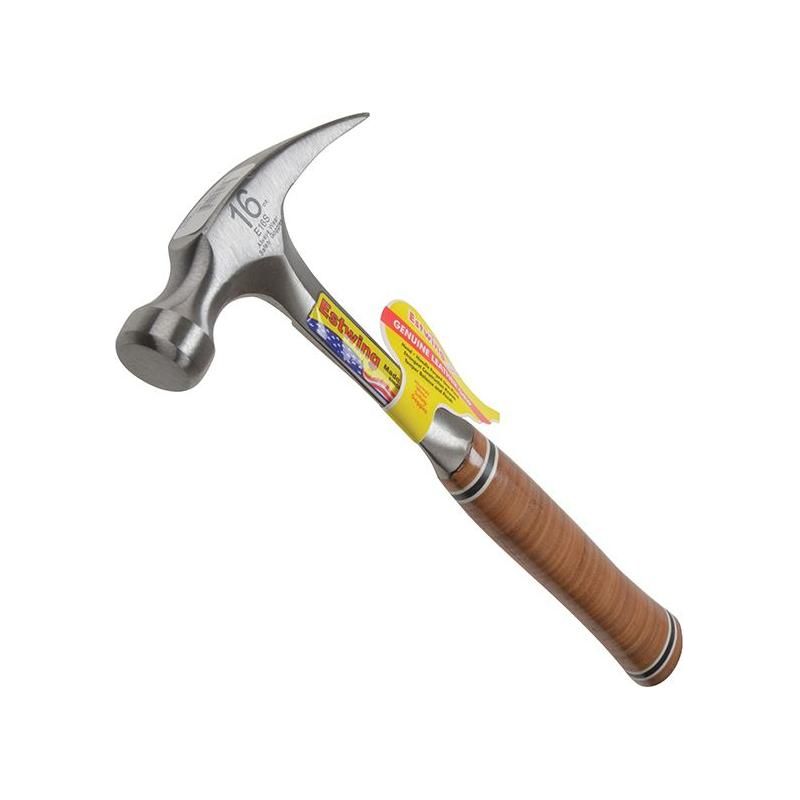 Estwing E16S Straight Claw Hammer - Leather Grip 450g (16oz) Estwing - RockBottom Northamptin