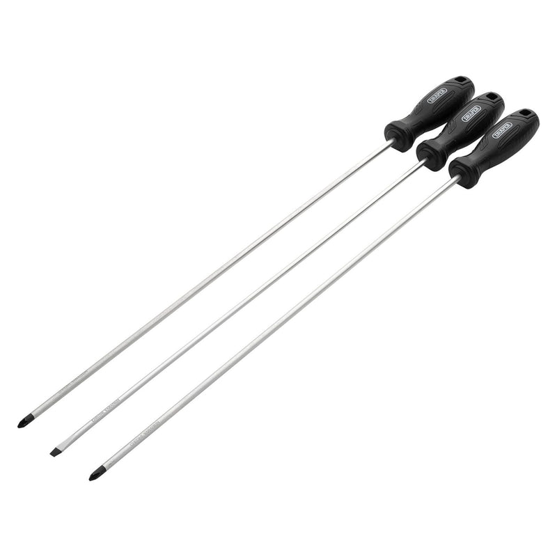Draper Long Reach Hard Grip Screwdriver Set (3 Piece) Draper - Town Tools
