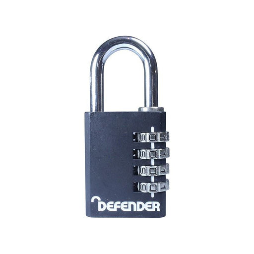 Defender Black Die-Cast Combination Padlock 40mm DEFENDER - RockBottom Northampton