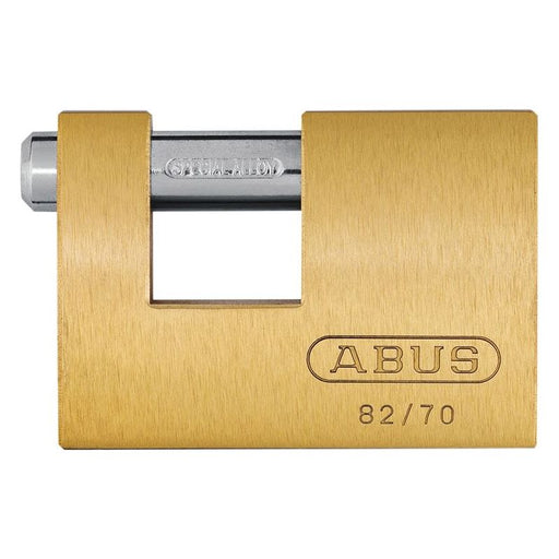 Abus Mechanical 82/70mm Monoblock Brass Shutter Padlock Keyed Alike 8514 ABUS Mechanical - RockBottom Northampton 