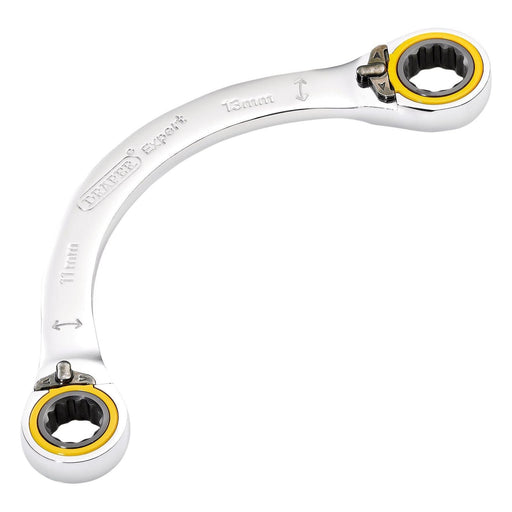 Draper Expert HI-TORQ Double Ring Ratchet Half Moon Spanner, 11 x 13mm Draper - Town Tools