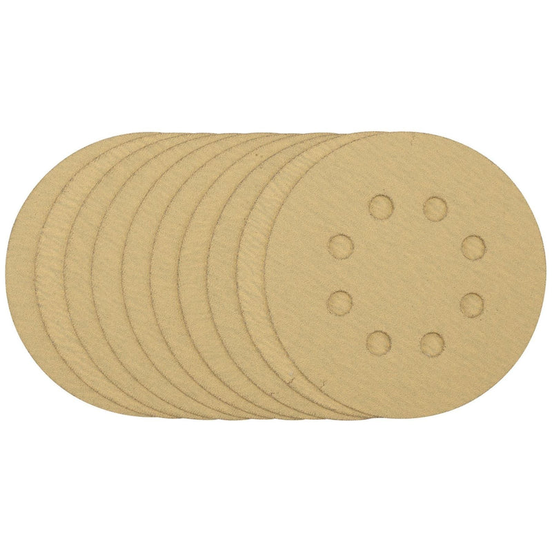 Draper Gold Sanding Discs with Hook & Loop, 125mm, 120 Grit (Pack of 10) 58111 Draper - Town Tools 