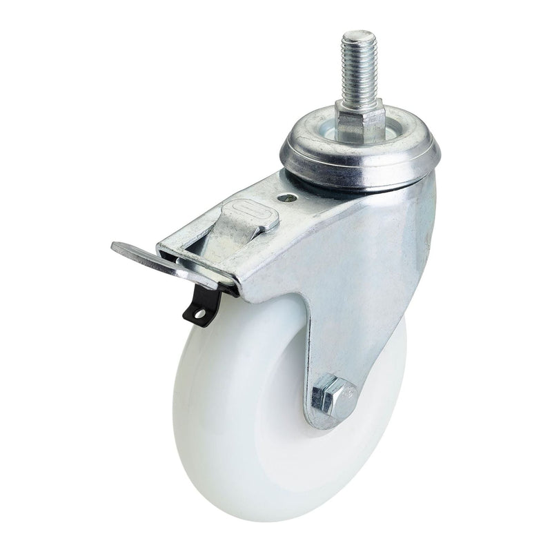 Draper Swivel Bolt Fixing Nylon Wheel with Brake, 100mm Diameter, S.W.L. 125kg Draper - Town Tools