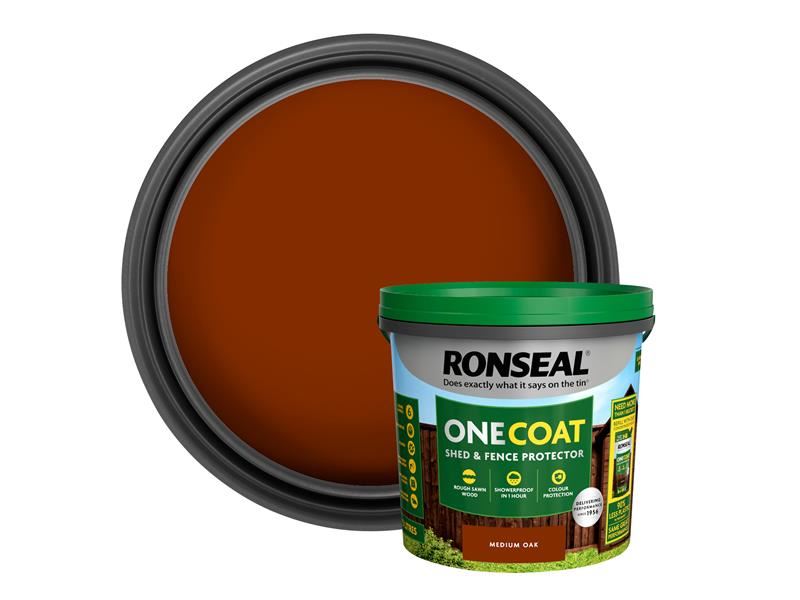 Ronseal One Coat Shed & Fence Protection Medium Oak 5 litre Ronseal - RockBottom Nothampton