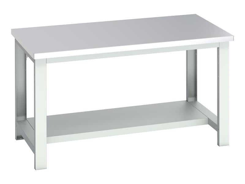 Bott Cubio Bench with Half Shelf, Stainless Steel Clad Top 1500 x 900mm
