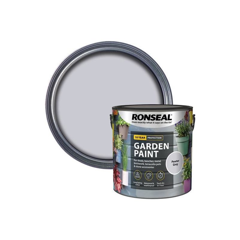 Ronseal Garden Paint Pewter Grey 2.5 litre Ronseal - RockBottom Nothampton