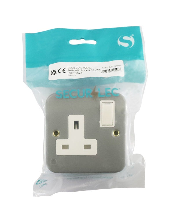 Securlec Metal Clad 1 Gang Switched Socket Double Pole 13A