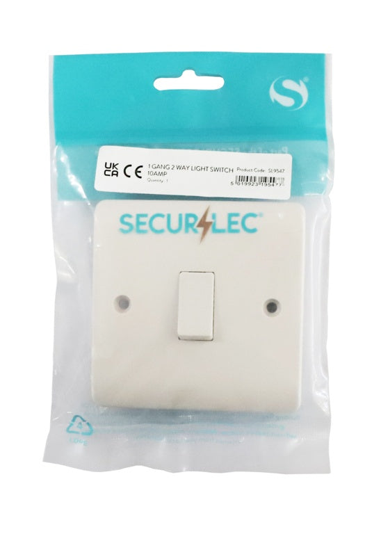 Securlec 1 Gang 2 Way Light Switch Round Edge