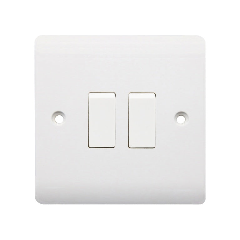 Securlec 2 Gang 2 Way Light Switch Round Edge