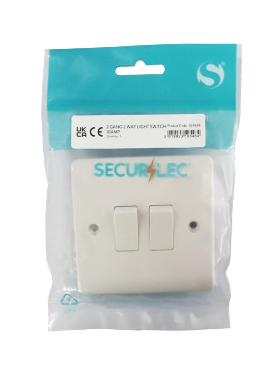 Securlec 2 Gang 2 Way Light Switch Round Edge