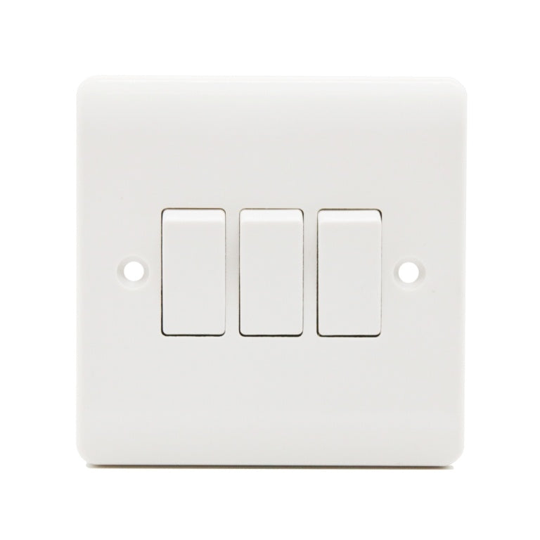 Securlec 3 Gang 2 Way Light Switch Round Edge