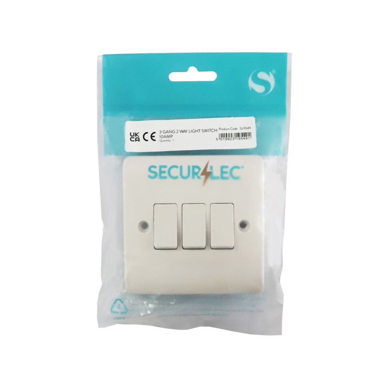 Securlec 3 Gang 2 Way Light Switch Round Edge