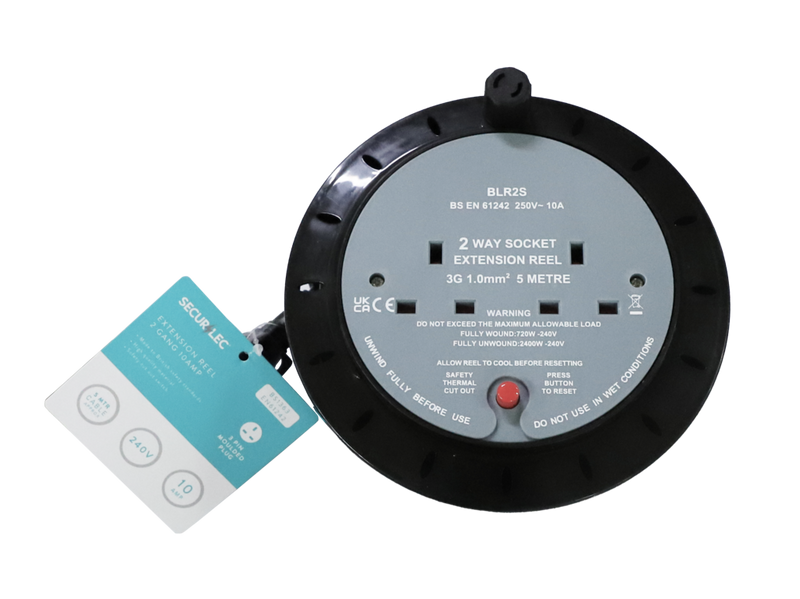 Securlec 2 Socket Extension Reel 10 Amp 5m