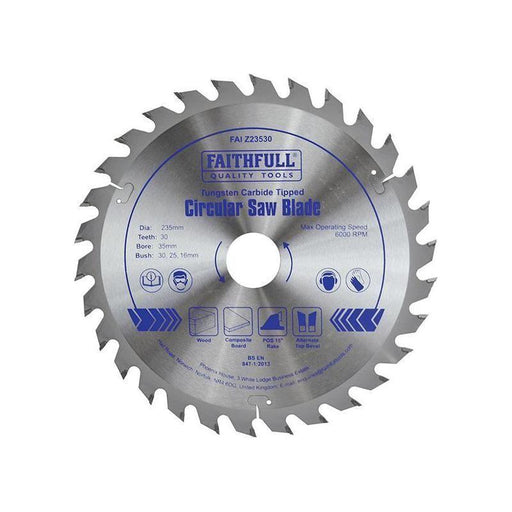 Faithfull TCT Circular Saw Blade 235 x 35mm x 30T POS Faithfull - RockBottom Northampton