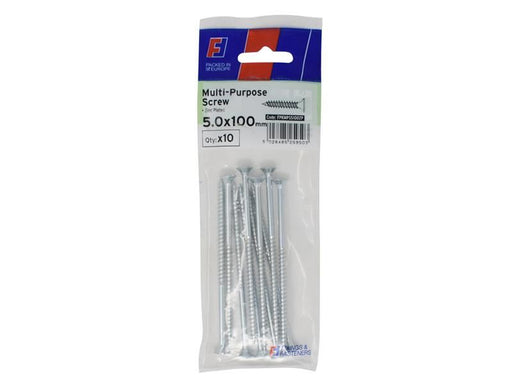 ForgeFix Multi-Purpose Pozi Screw CSK ST ZP 5.0 x 100mm ForgePack 10 ForgeFix - RockBottom Northampton
