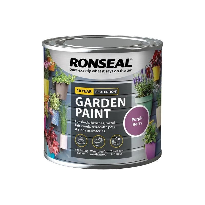 Ronseal Garden Paint Purple Berry 250ml Ronseal - RockBottom Nothampton