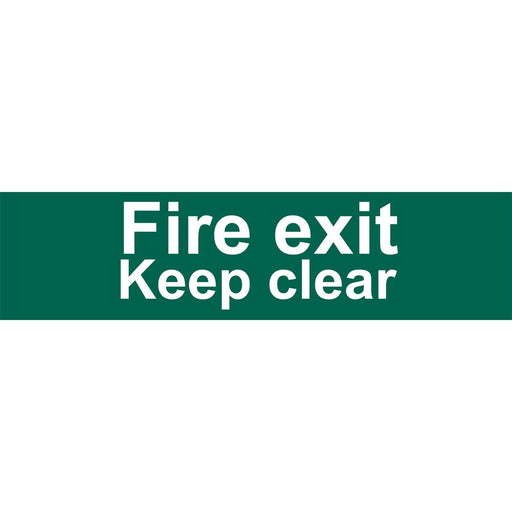 Draper Fire Exit Keep Clear' Safety Sign, 200 x 50mm 73221 Draper - Town Tools 
