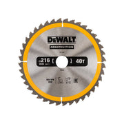 Dewalt Power Tools Stationary Construction Circular Saw Blade 216 x 30mm x 40T ATB/Neg DeWALT Power Tools - RockBottom Northampton