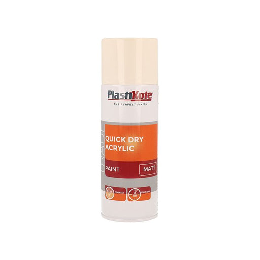 Plastikote Trade Quick Dry Acrylic Spray Paint Matt Magnolia 400ml PlastiKote - RockBottom Nothampton