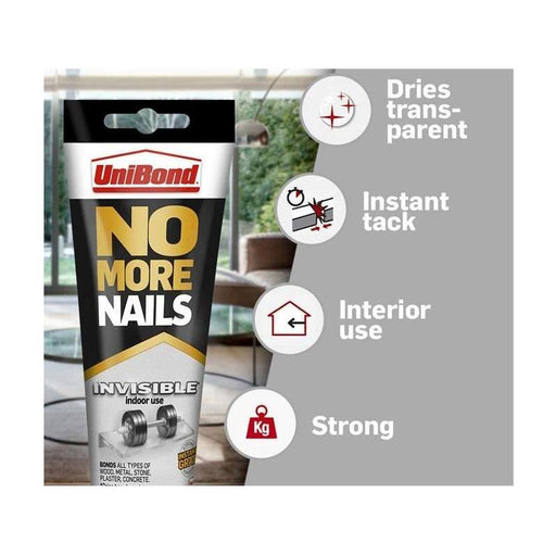 Unibond No More Nails Invisible Grab Adhesive Tube 184g UniBond - RockBottom Northampton