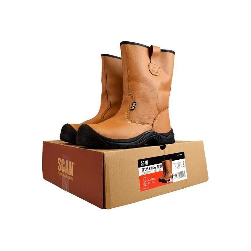 Scan Texas Lined Rigger Boots Tan UK 10 EUR 44 Scan - RockBottom Nothampton