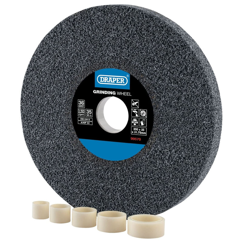 Draper Aluminium Oxide Bench Grinding Wheel, 200 x 25mm, 36 Grit 99570 Draper - Town Tools 