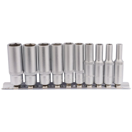 Draper Metric Deep Socket on Metal Rail, 1/4" Sq. Dr. (10 Piece) 16399 Draper - Town Tools 