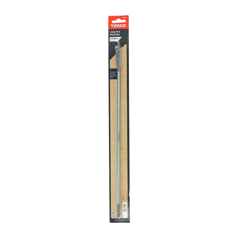 TIMCO Long Flat Wood Bit — Blister Pack