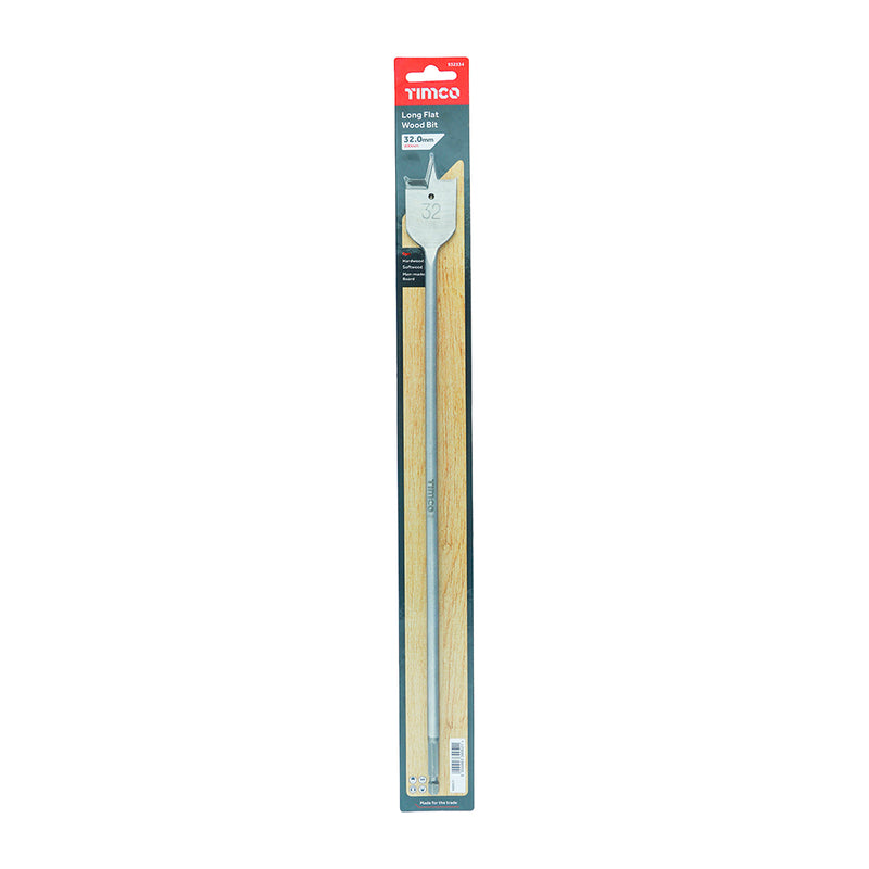 TIMCO Long Flat Wood Bit — Blister Pack