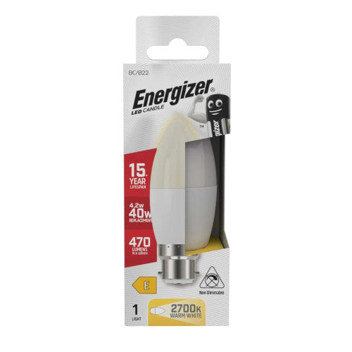 Energizer - LED Bulb - Candle 4.2W 470LM Opal B22 Warm White