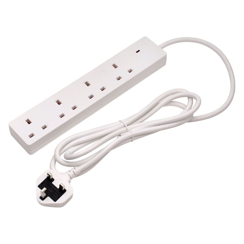 Draper Four Socket Extension Lead with Neon Indicator, 2m Draper - Town Tools