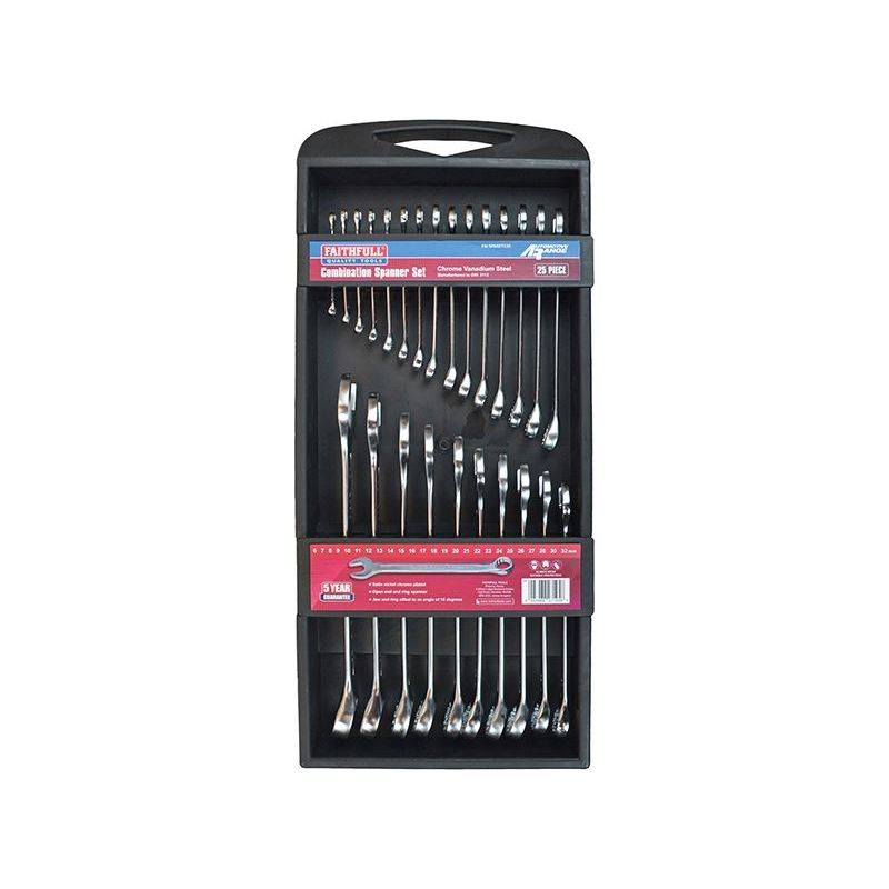 Faithfull Chrome Vanadium Comb Spanner Set, 25 Piece Faithfull - RockBottom Northampton