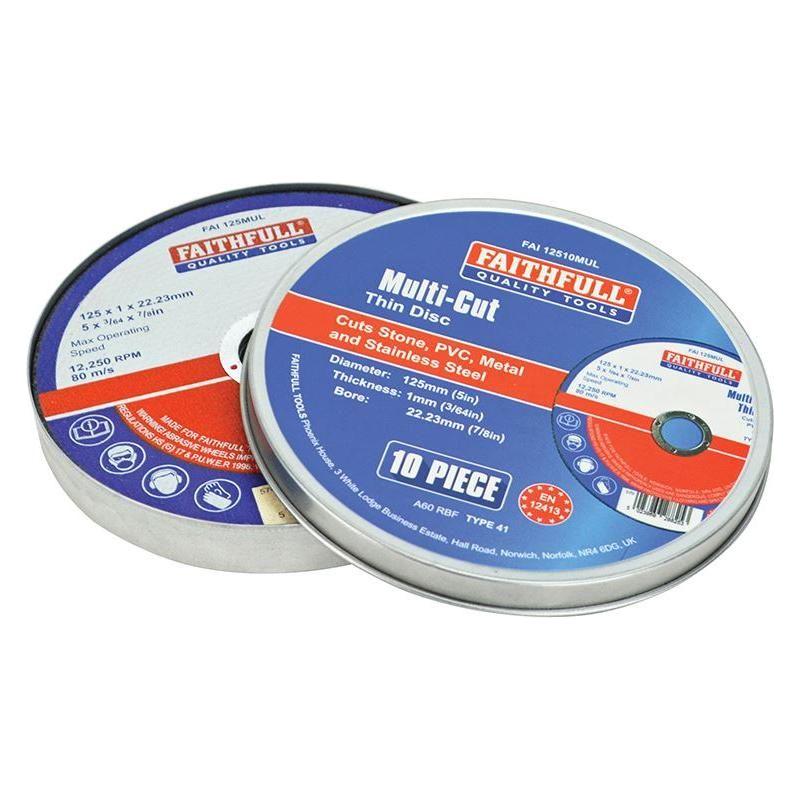 Faithfull Multi-Purpose Cutting Disc 125 x 1.0 x 22.23mm (Pack 10) Faithfull - RockBottom Northampton