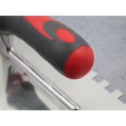 Faithfull Notched Trowel Serrated 10mm Stainless Steel Soft Grip Handle 13 x 4.1/2in Faithfull - RockBottom Northampton
