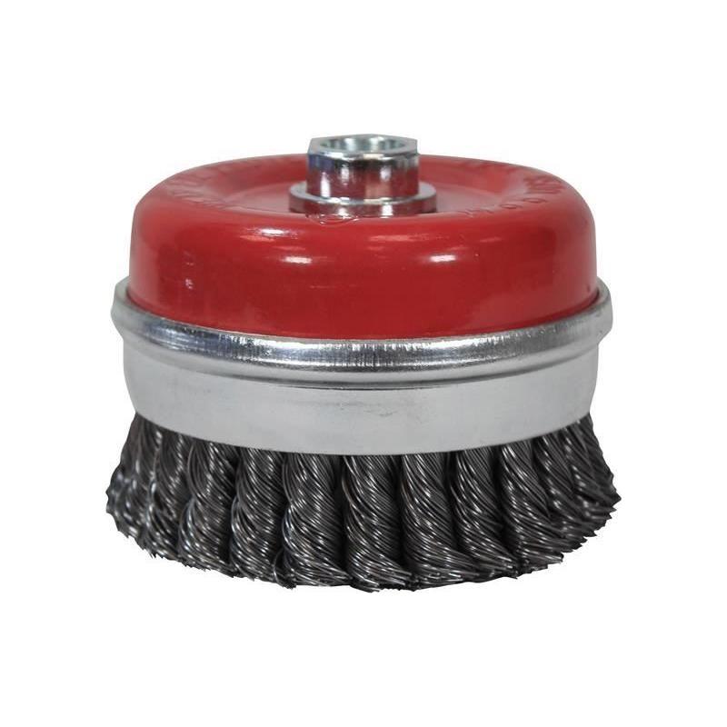 Faithfull Wire Cup Brush Twist Knot 100mm M14x2, 0.50mm Steel Wire Faithfull - RockBottom Northampton