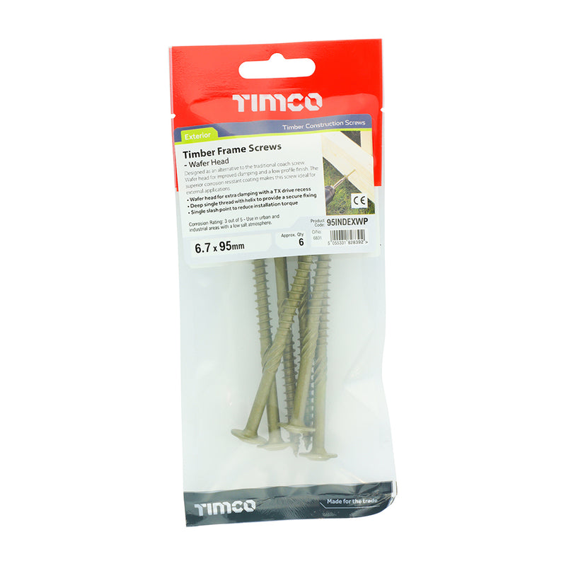 TIMCO Wafer Head Exterior Green Timber Screws - 6.7 x — Trade Pack