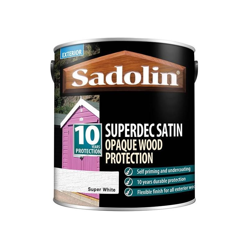 Sadolin Superdec Opaque Wood Protection Super White Satin 2.5 litre Sadolin - RockBottom Nothampton