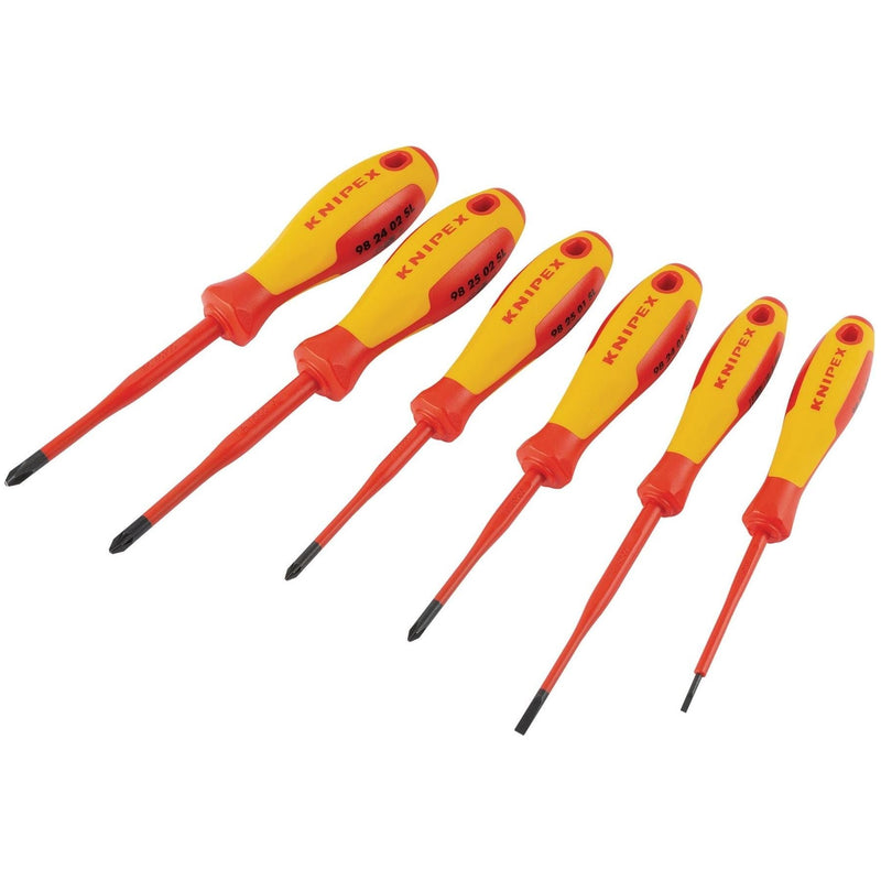 Knipex 00 20 12 VO4 VDE Insulated Slotted/Phillips/Pozidriv Screwdriver Set (6 Piece) Draper - Town Tools