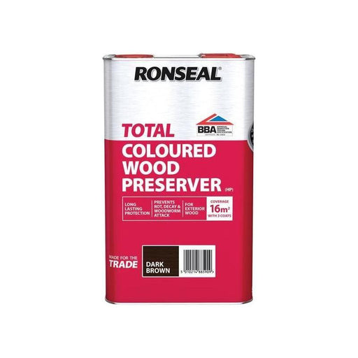 Ronseal Trade Total Wood Preserver Dark Brown 5 litre Ronseal - RockBottom Nothampton