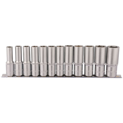 Draper Deep Socket Set on Metal Rail, 1/2" Sq. Dr. (12 Piece) 16403 Draper - Town Tools 