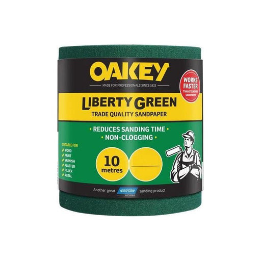 Oakey Liberty Green Sanding Roll 115mm x 10m Extra Coarse 40G Oakey - RockBottom Nothampton