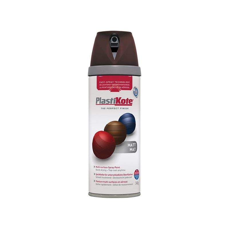 Plastikote Twist & Spray Matt Chocolate 400ml PlastiKote - RockBottom Nothampton
