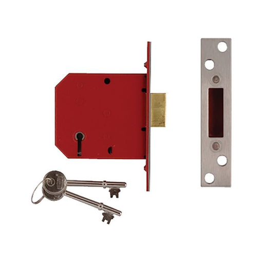 Union 2101 5 Lever Mortice Deadlock Satin Chrome Finish 65mm 2.5in Visi UNION - RockBottom Northampton