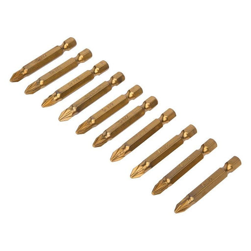 Bluespot Tools Titanium Coated Screwdriver Bits PZ2 x 50mm (Pack 10) BlueSpot Tools - RockBottom Northampton
