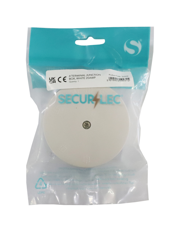 Securlec 4 Terminal Junction Box White 20A 80mm