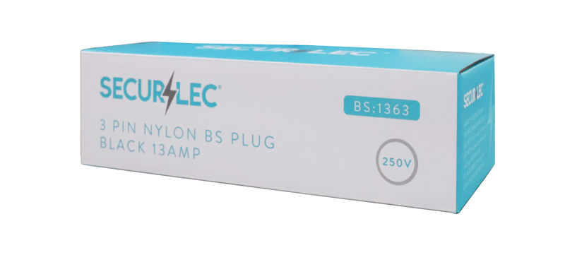 Securlec 3 Pin Nylon BS Plug, Fused 13A Black Display Box